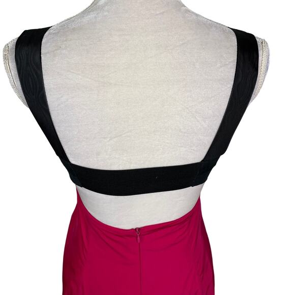 Yigal Azrouel NY Dress 6 Black Fuchsia Pockets Sleeveless Open Back - Picture 10 of 12